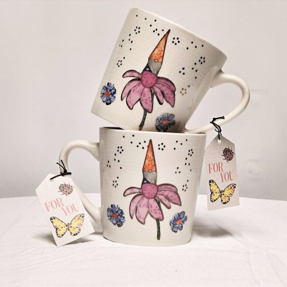 Seeds & Sunshine Gnome Mug Set – 24oz Ceramic Cups